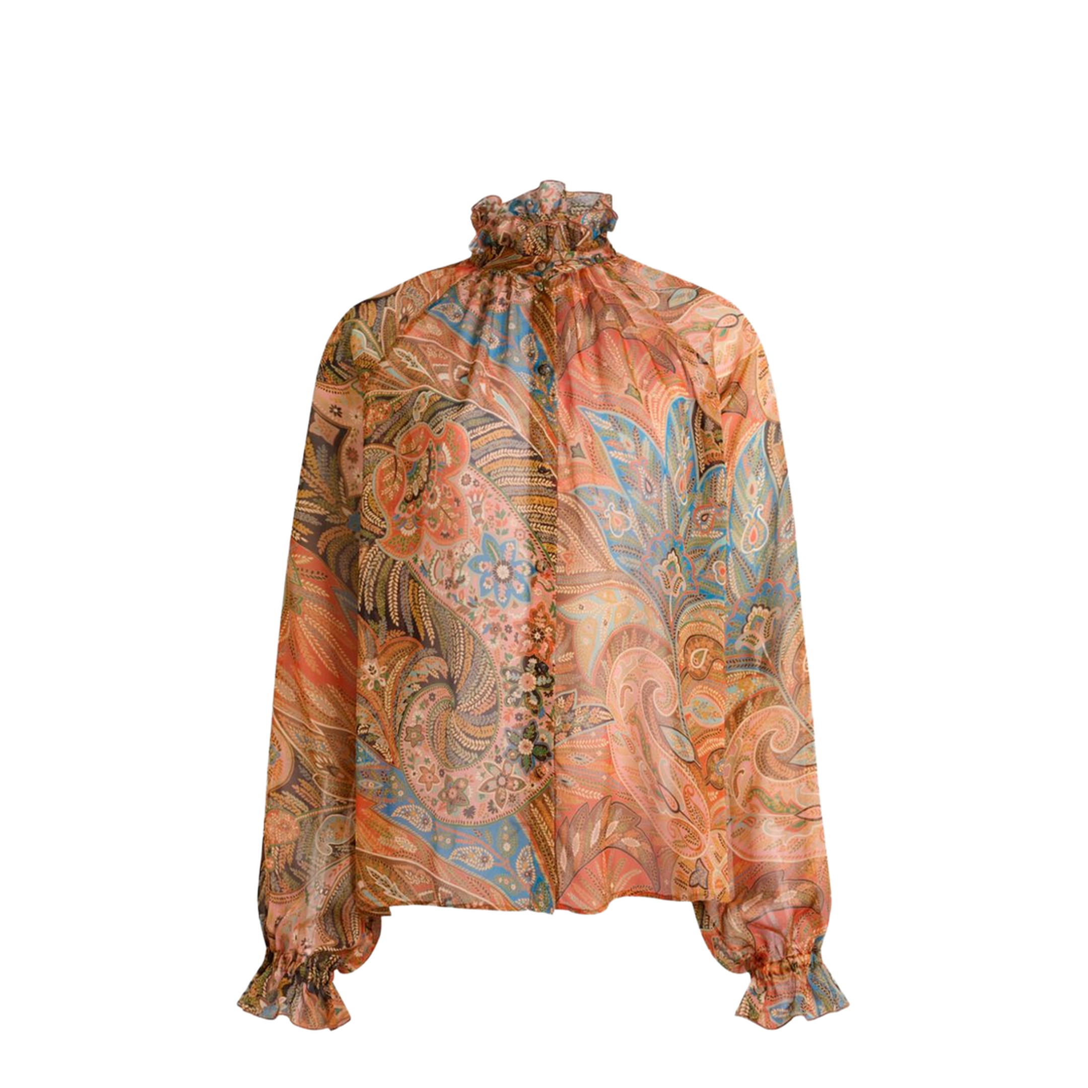Silk Shirt with Ruffles and Paisley Motif - Image 1