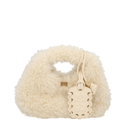 Alternative Fur Mini Hobo Bag - Egret - Image 1