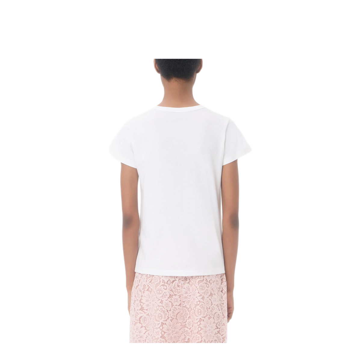 White Cotton T-Shirt With Logo Print - Image 6