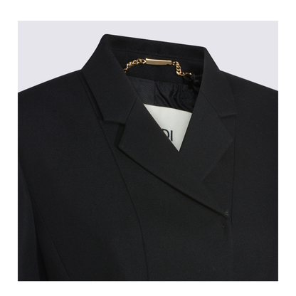 Black Grain de Poudre Wool Jacket - Image 8