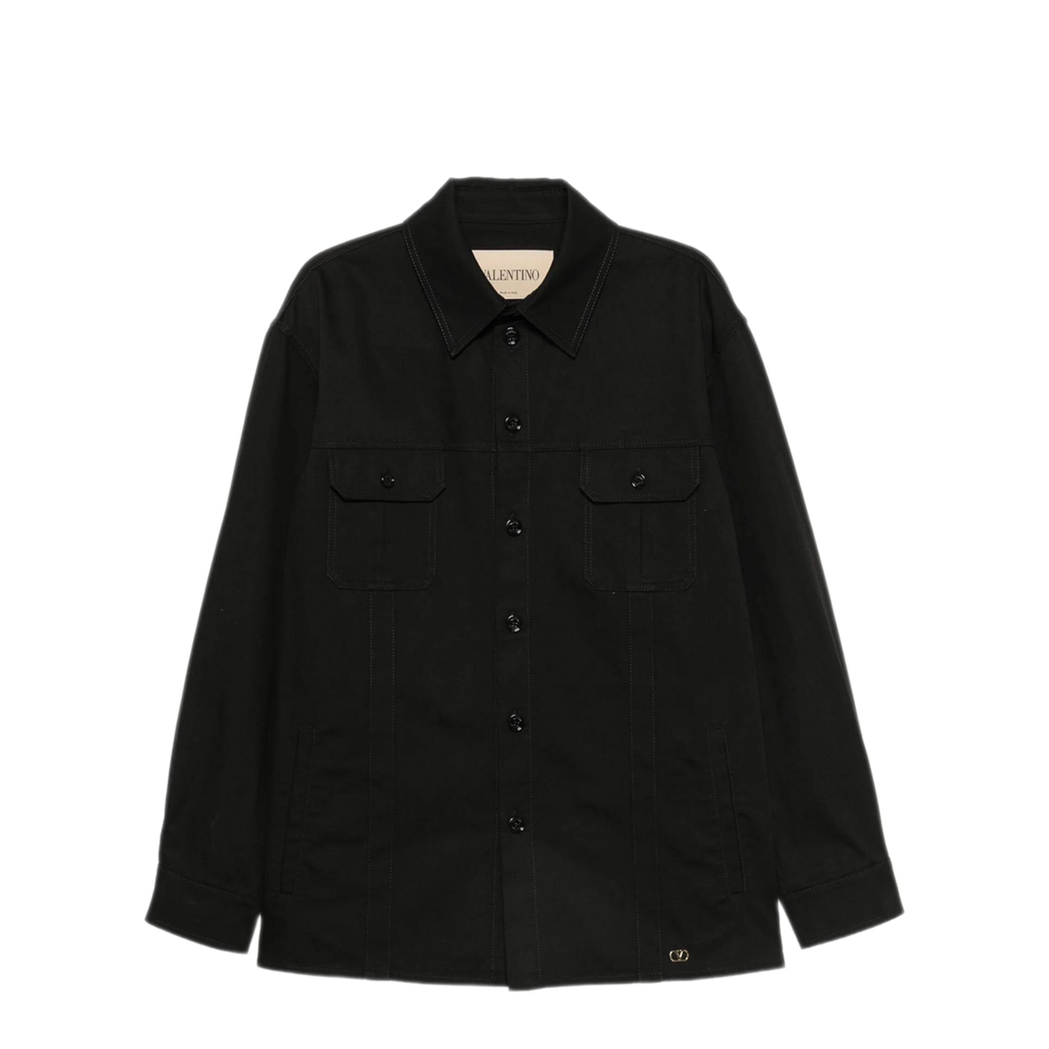 Cotton Gabardine Shirt Jacket with Vlogo - Image 1