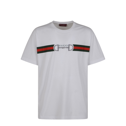 Cotton Jersey T-Shirt with Embroidery in White - Image 2