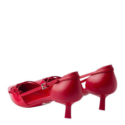 Red Leather Side-Open Pumps - Image 2