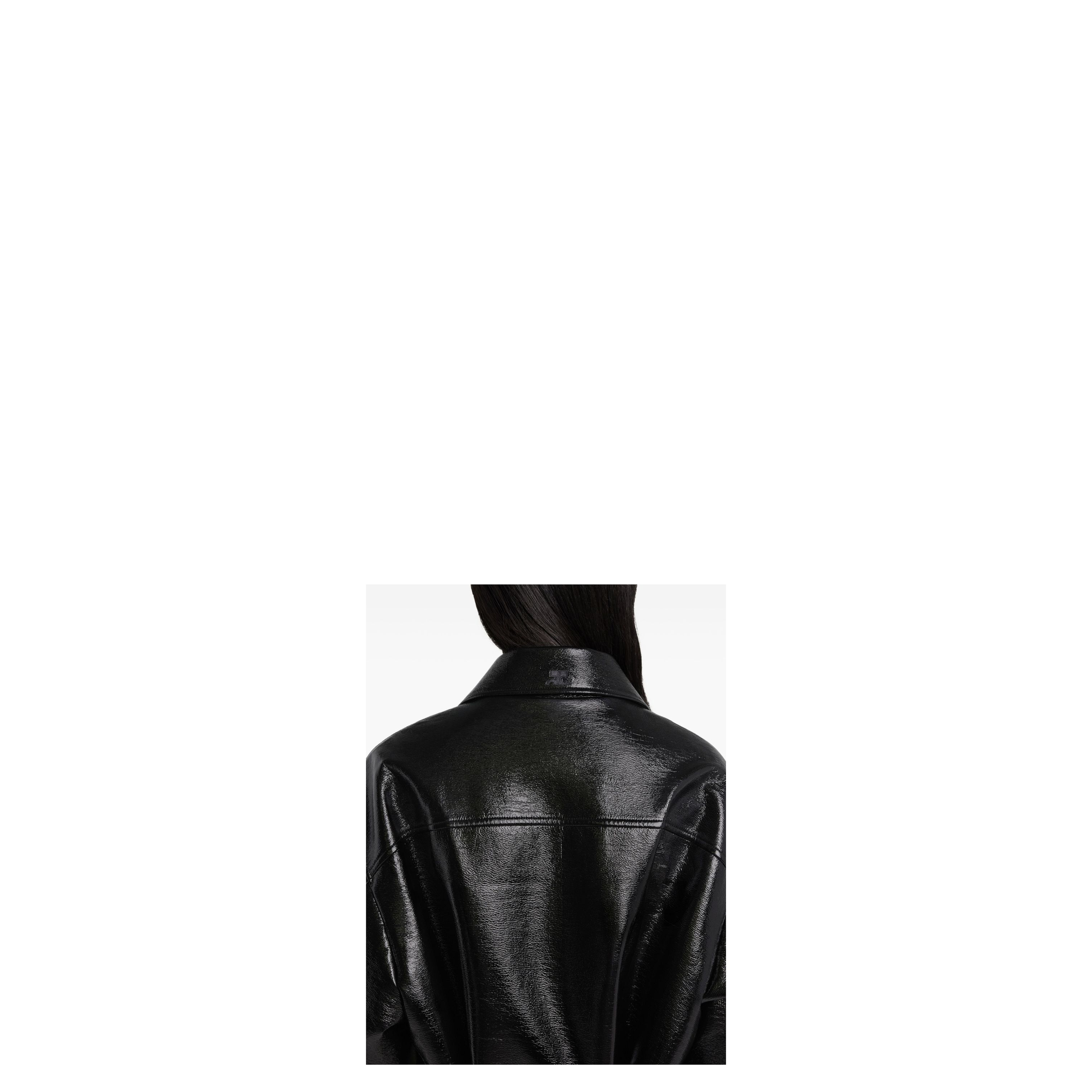 Zipped Vinyl Maxi Bomber Jacket - Image 2