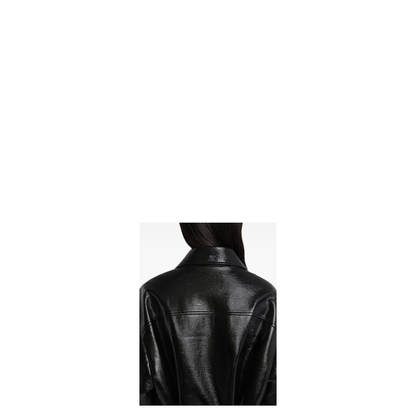 Zipped Vinyl Maxi Bomber Jacket - Image 2