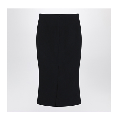 Black Midi Skirt with Pleats on the Back - Image 2