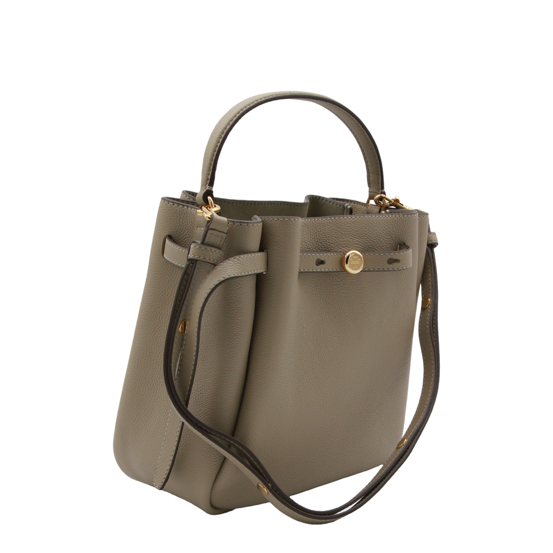 Romy Medium Pebbled Leather Bucket Bag - Soft Cement - Image 4