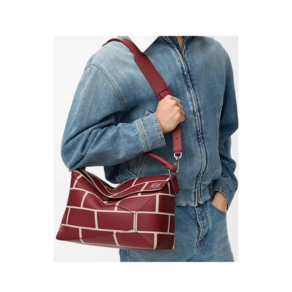 Large Puzzle Edge Bag in Classic Calfskin Red - Image 4