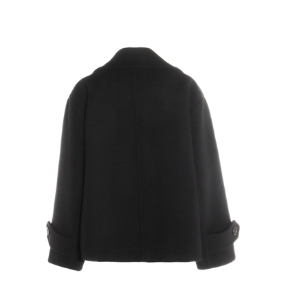 Oversized Wool Short Coat - Black - Image 3