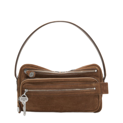 Camero Party Suede Shoulder Bag - Cognac Brown - Image 1