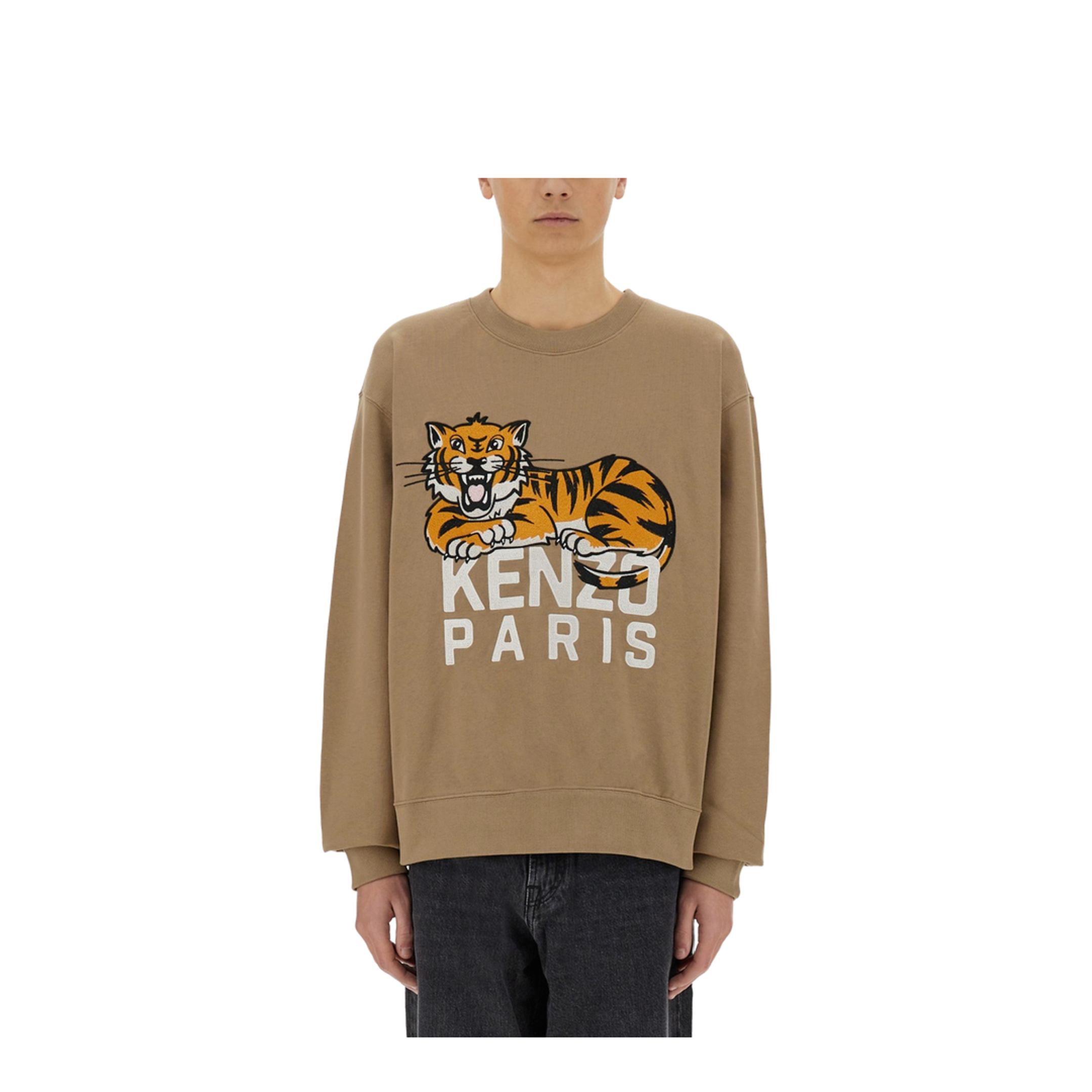 Happy Tiger Embroidered Sweatshirt in Cotton - Image 1
