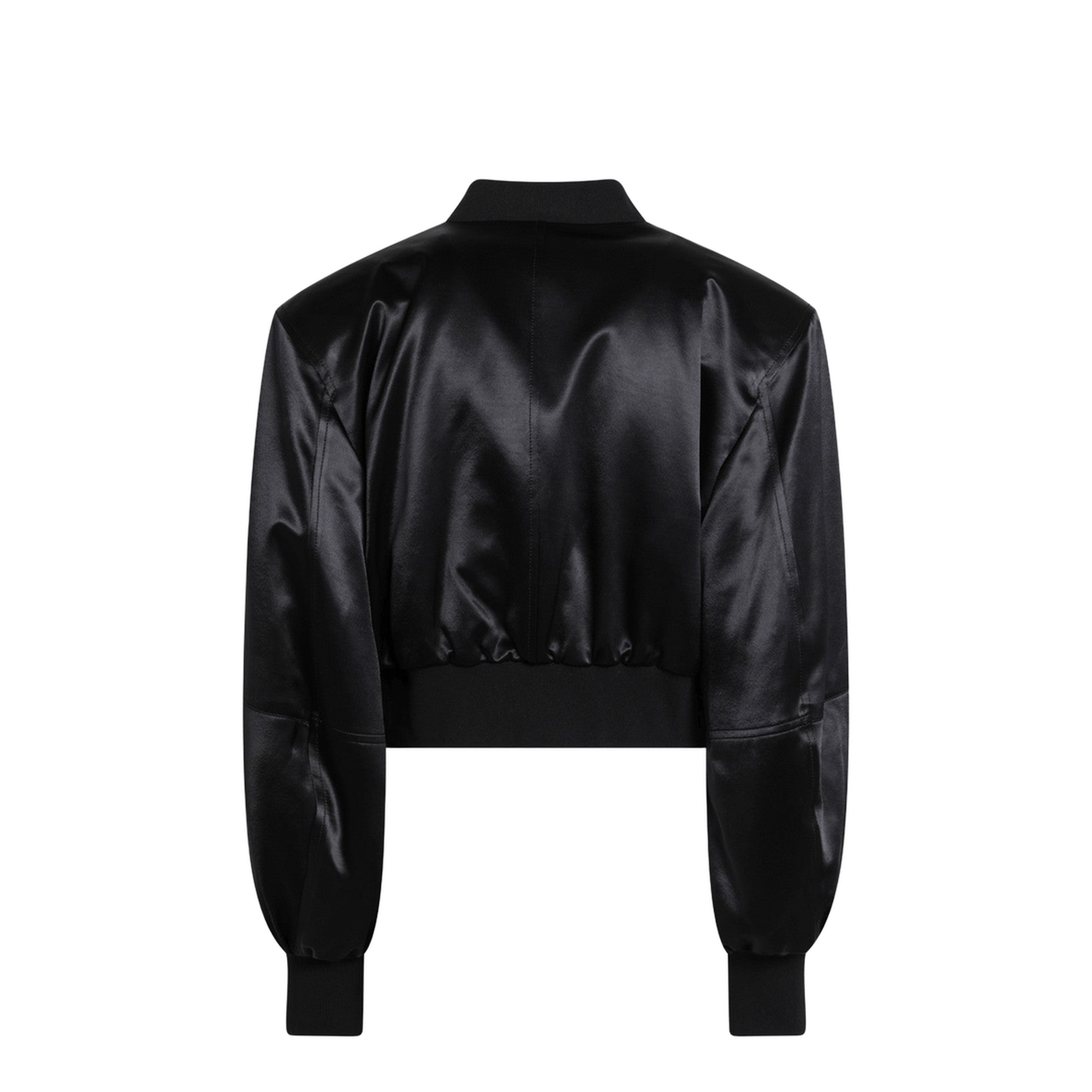 Black Shiny Cropped Bomber - Image 2