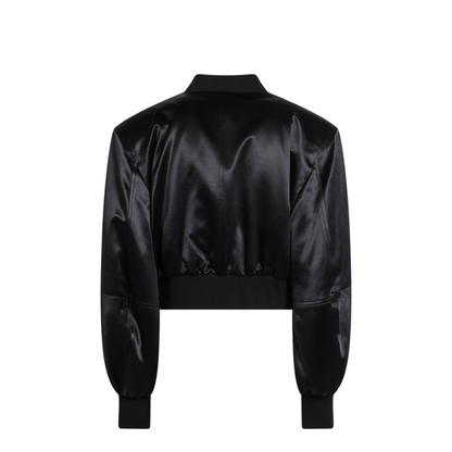 Black Shiny Cropped Bomber - Image 2