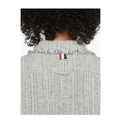 Solid Tweed 4-Bar Cropped Shirt Jacket - Image 4