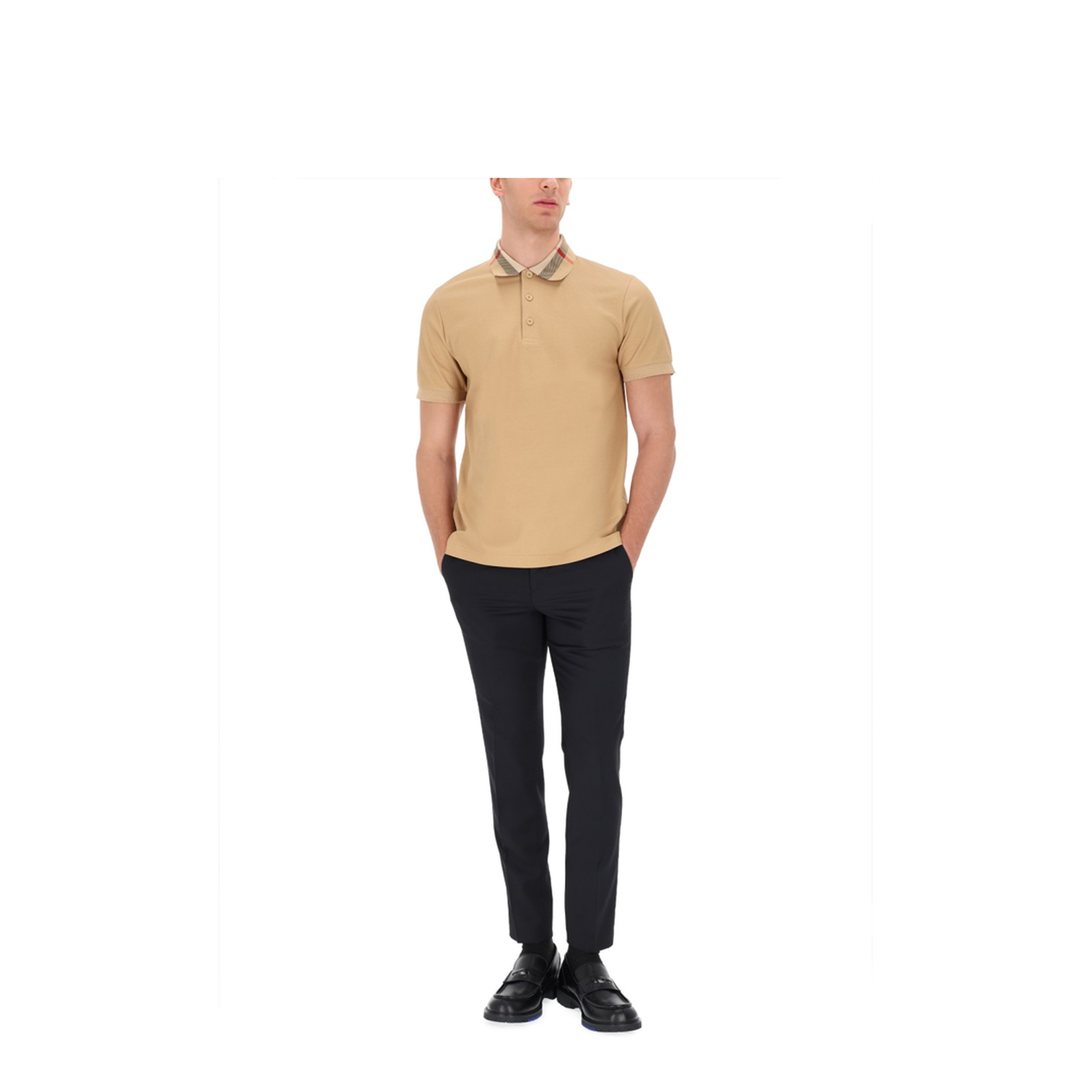 Check Collar Cotton Polo Shirt - Image 2