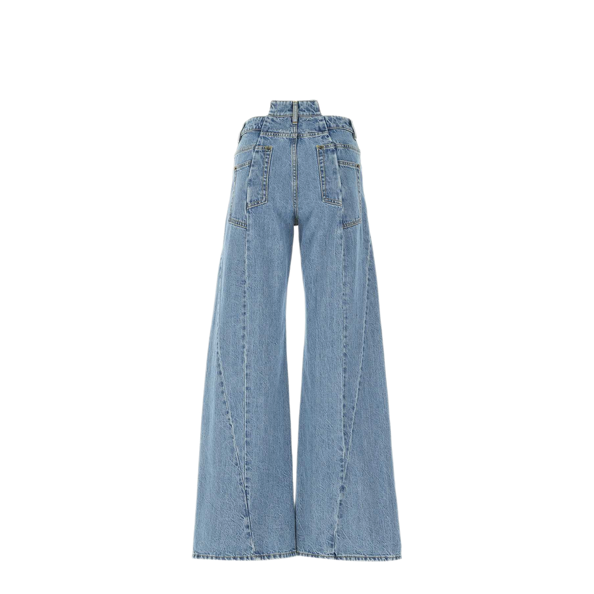 Blue Denim Regular-waisted Wide-leg Jeans - Image 2