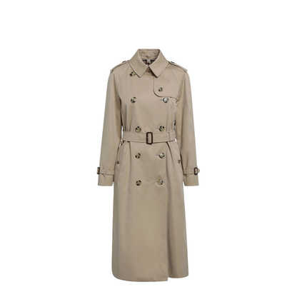 Waterloo Long Cotton Gabardine Trench Coat in Honey - Image 1