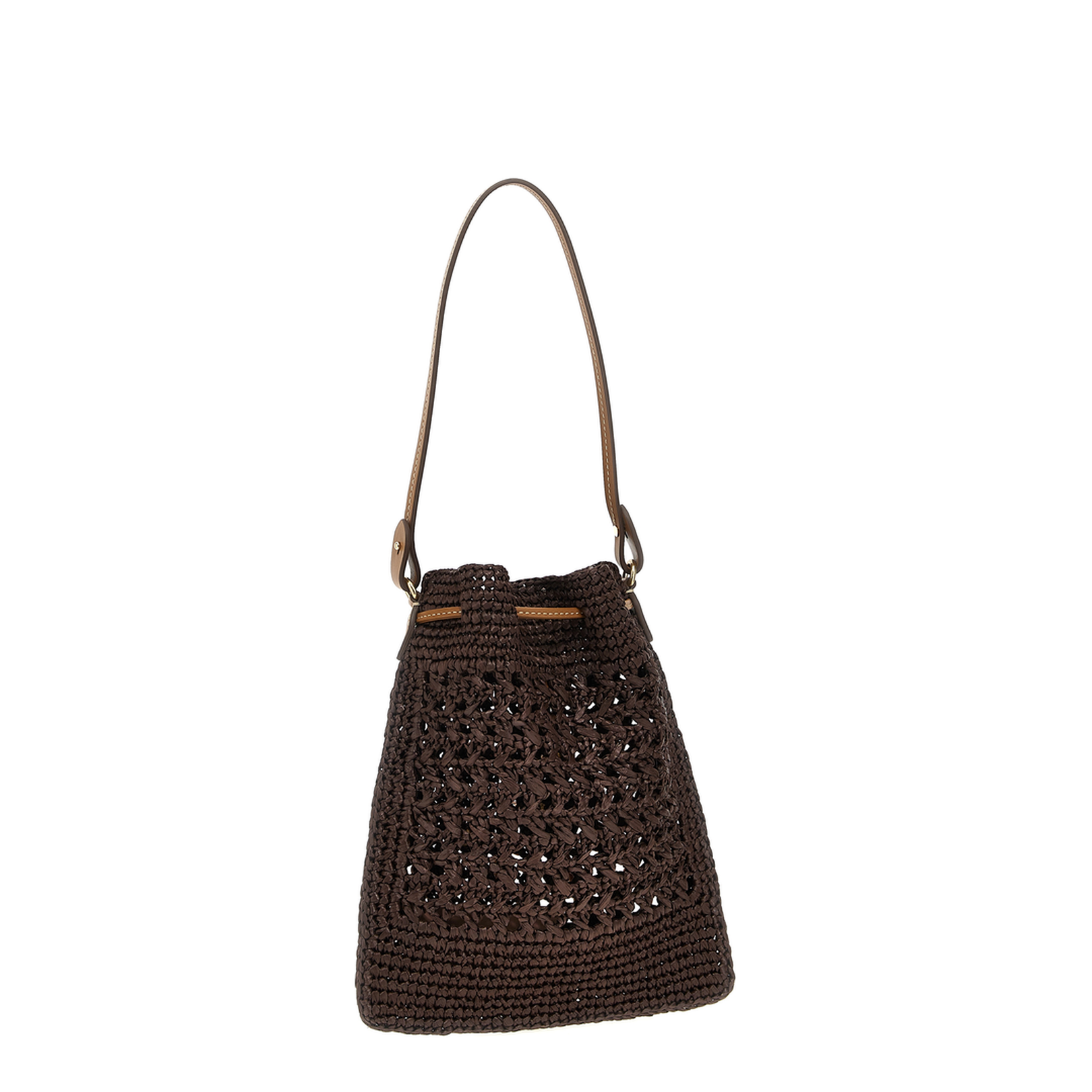 Cocoa Brown Natural Woven Fabric Mini-Bag - Image 2
