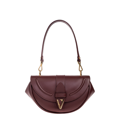 Virtus Small Calf Leather Shoulder Bag - Burgundy - Image 1