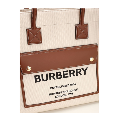 Freya Medium Two-Tone Canvas Tote Bag - Beige - Image 5