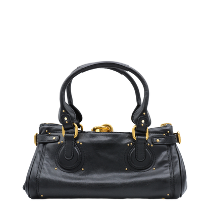 Paddington Grained Buffalo Leather Shoulder Bag - Black - Image 5