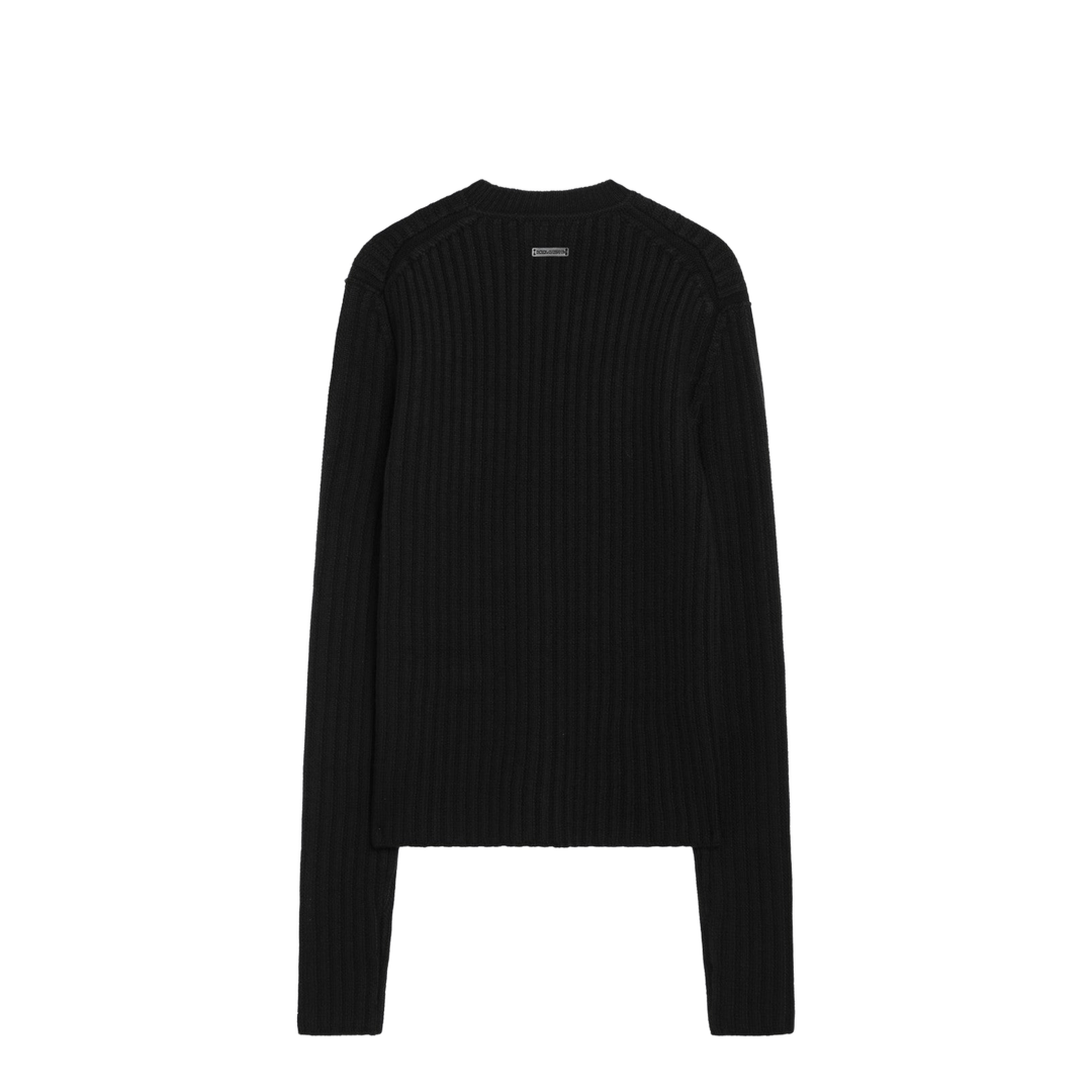 Black Ribbed Wool Sweater - Image 2