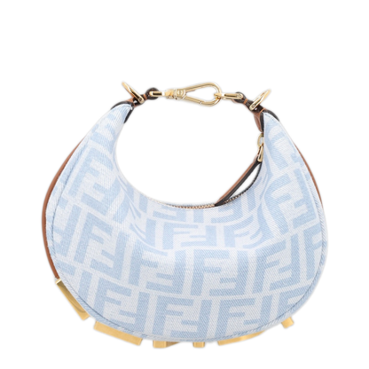 Fendigraphy Mini Denim Jacquard Shoulder Bag - Light Blue - Image 1