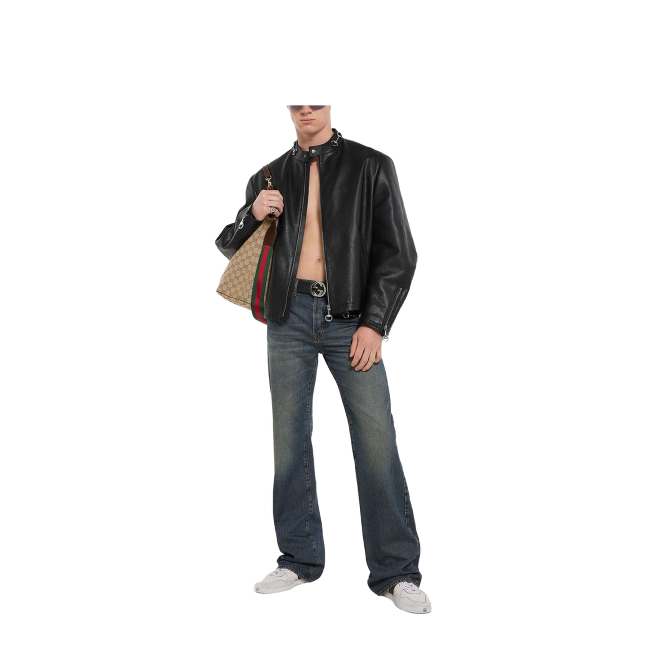Leather Jacket with Horsebit in Black - Image 2