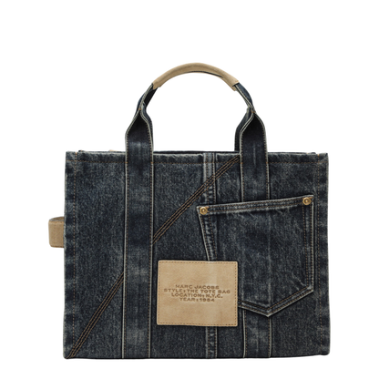 The Cargo Tote Medium Denim Suede Tote - Dark Wash Indigo - Image 2