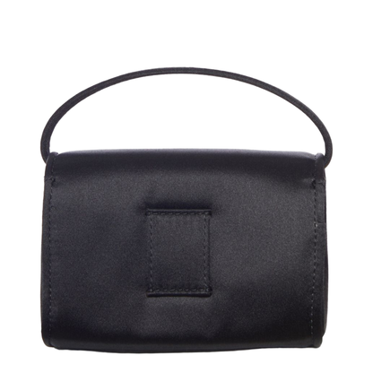 Chain Satin Shoulder Bag - Black - Image 2