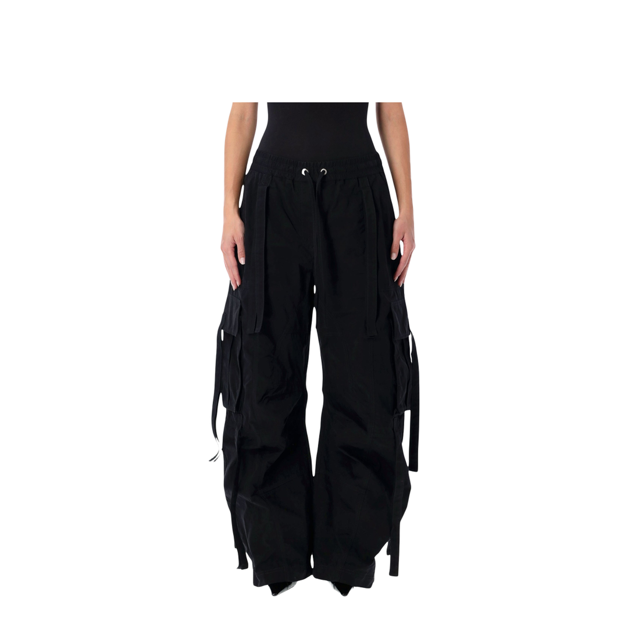 Waxed Faille Cargo Pants in Black - Image 1