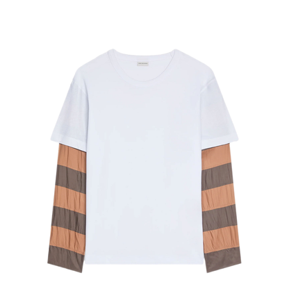Loose Fit Contrast Striped Sleeves T-Shirt - Image 1