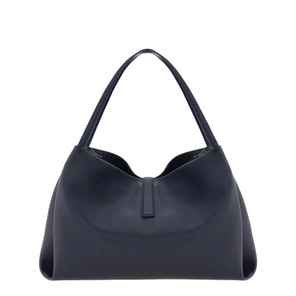 Large Leather Softened Tote Bag Blue - Image 4