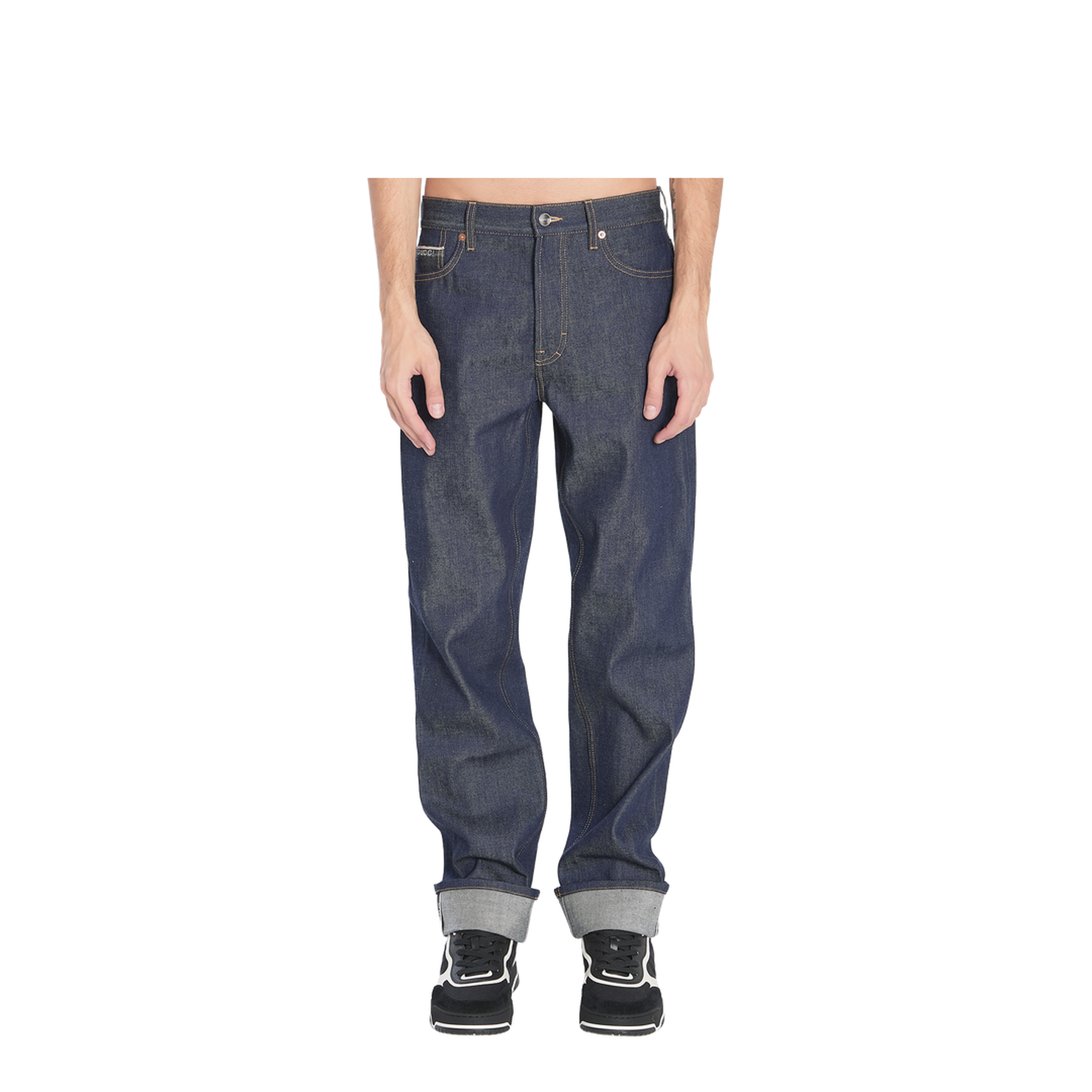 Denim Trousers with Hem Details - Image 1