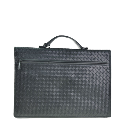 Intrecciato Leather Briefcase - Black - Image 3