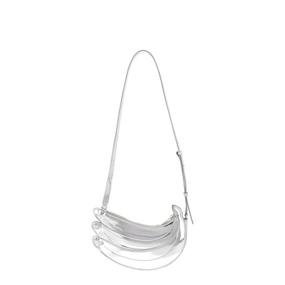 Banana Bag Leather Shoulder Bag - Silver - Image 3