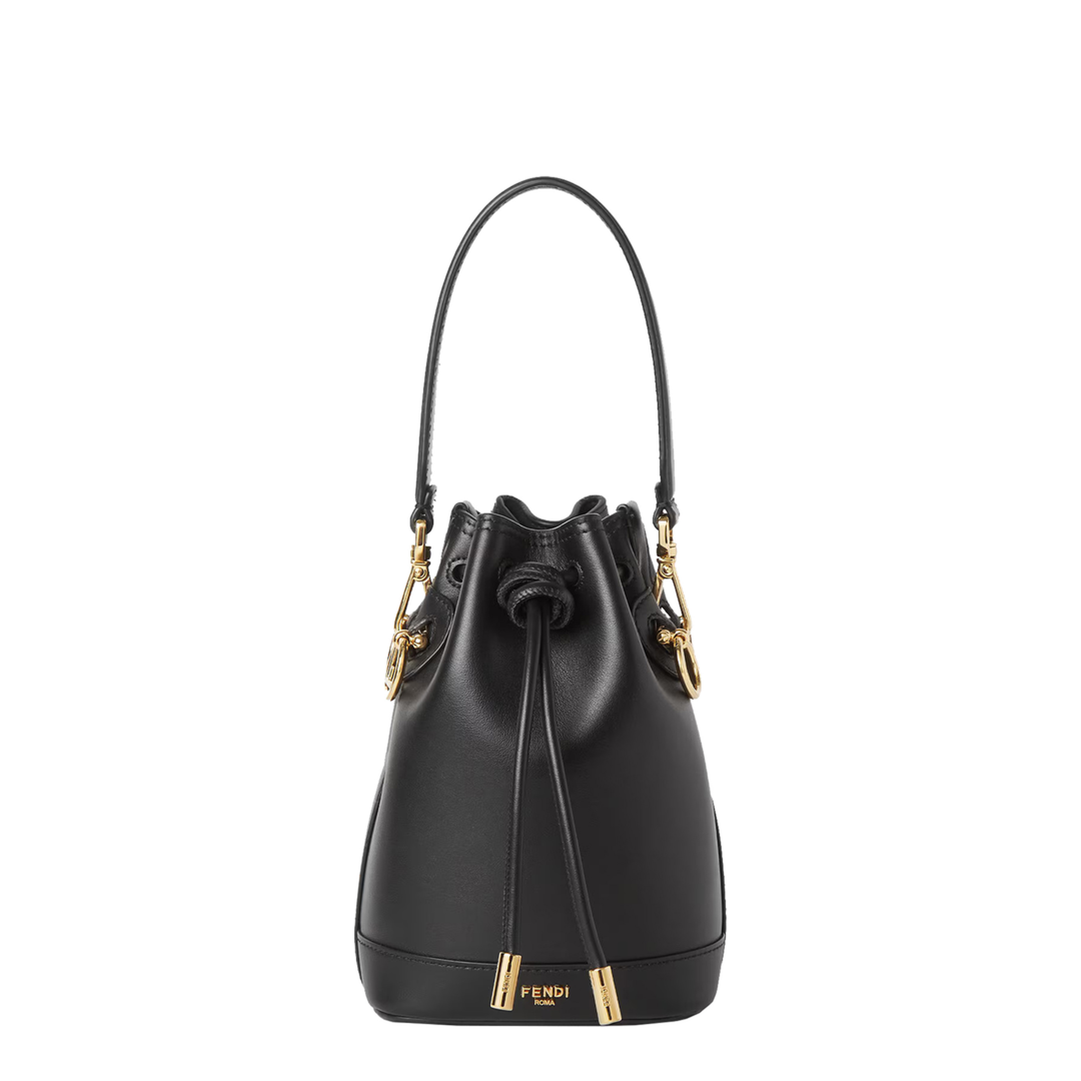 Mon Tresor Mini Leather Bucket Bags- Black - Image 1
