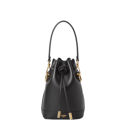 Mon Tresor Mini Leather Bucket Bags- Black - Image 1