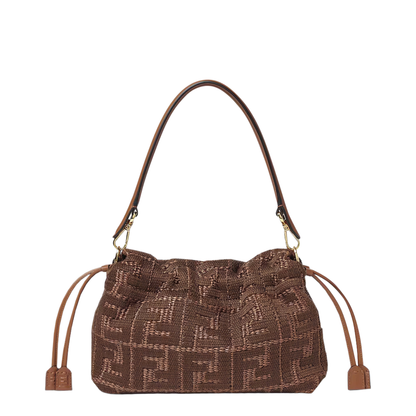 Mamma Baguette Medium Raffia-Effect Shoulder Bag - Sellier Brown - Image 2