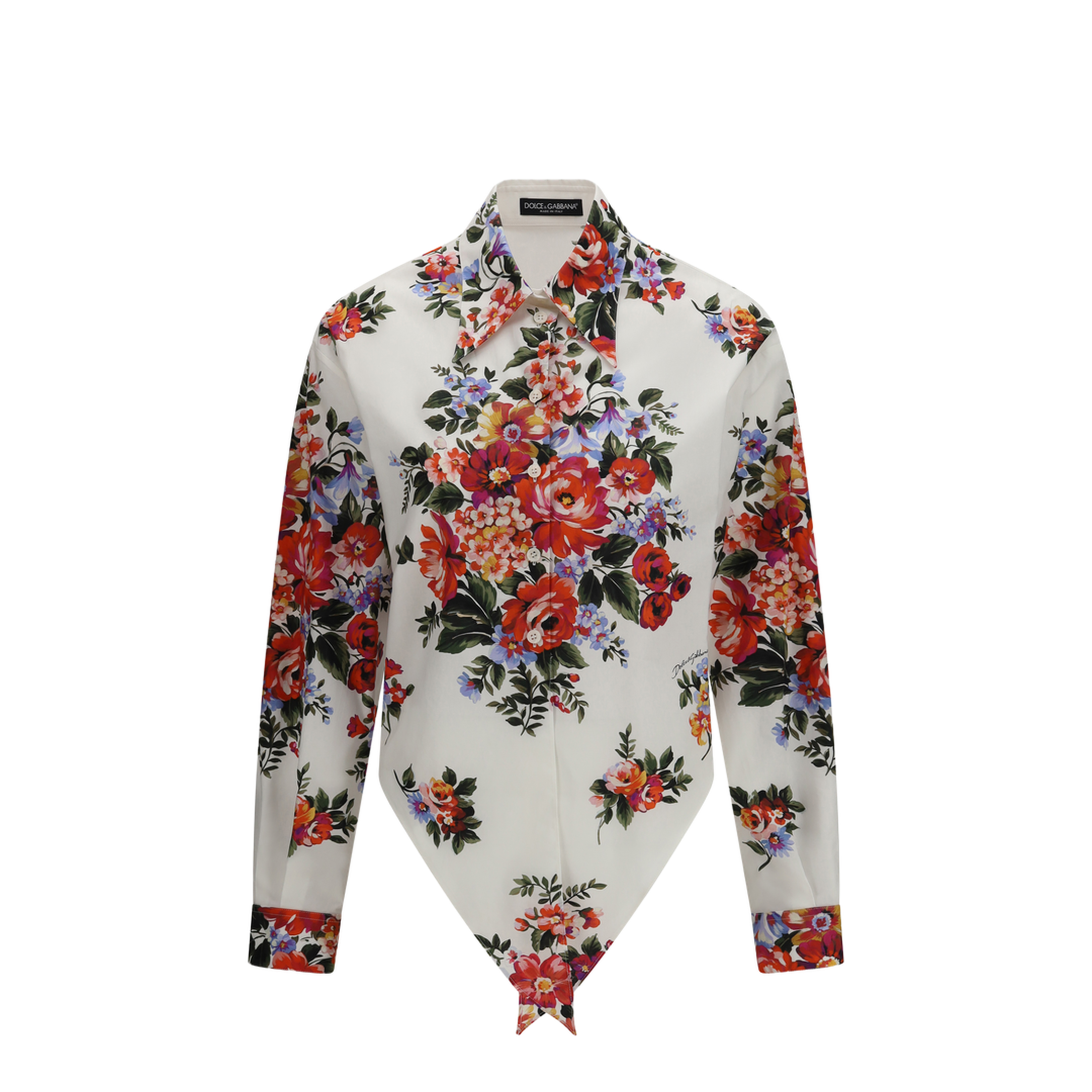 Cotton Shirt with Bouquet Print - Image 1