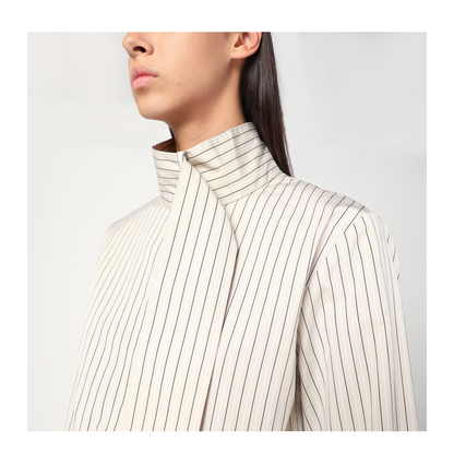 Striped Shirt with Scarf Collar - Image 2