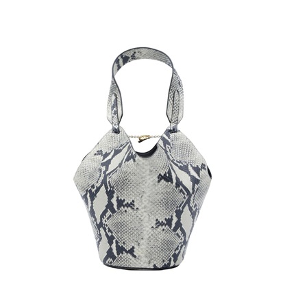 Lotus Mini Python-Embossed Calfskin Tote - Natural - Image 1
