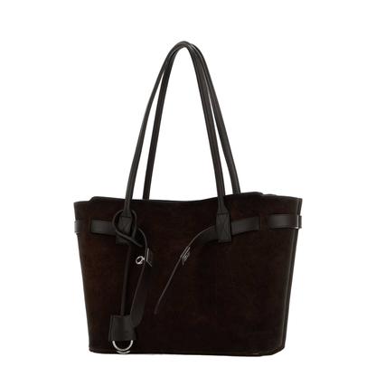 Bel Air Medium Waxed Suede Calfskin Tote Bag - Light Espresso - Image 2