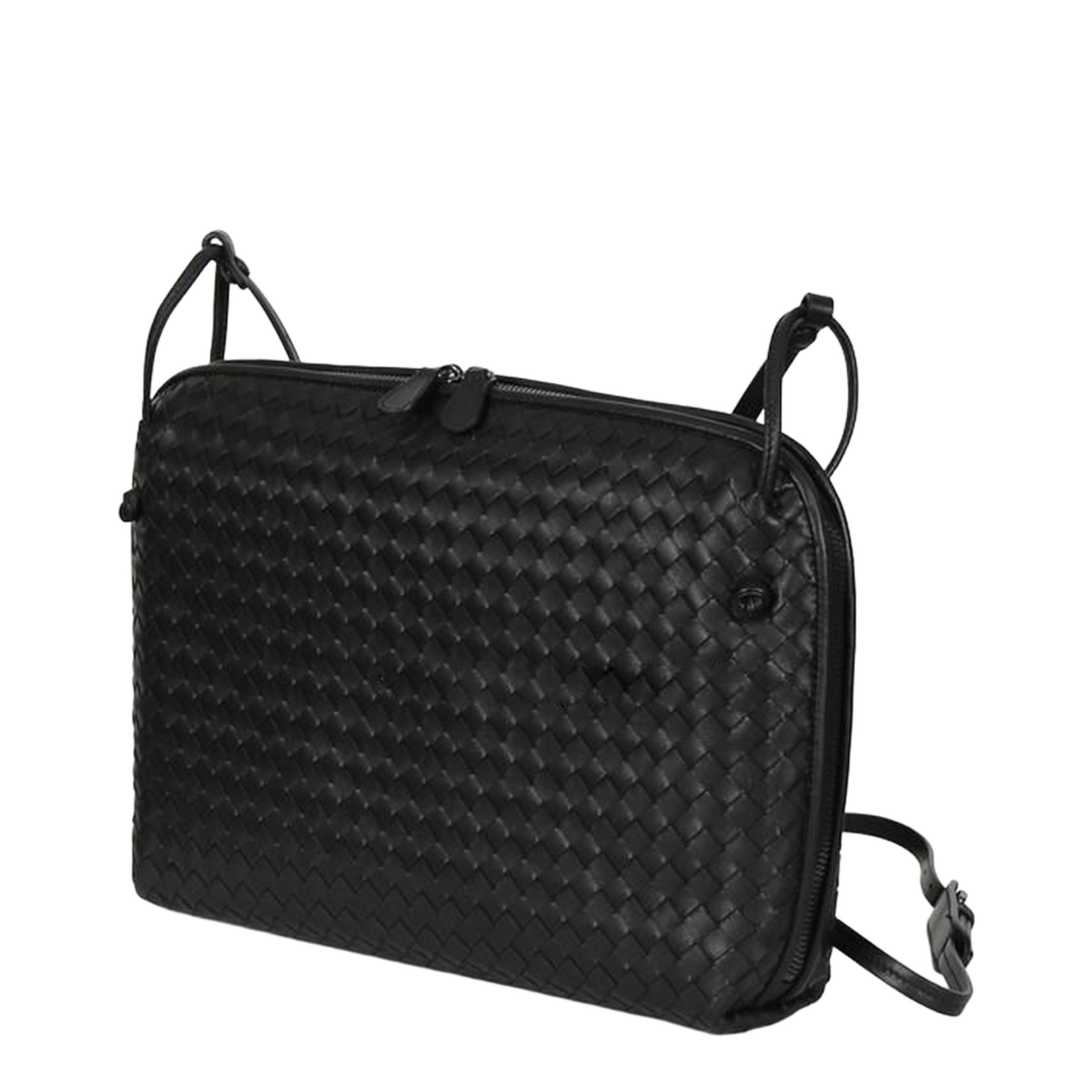 Intrecciato Slim Leather Crossbody Bags - Black - Image 2