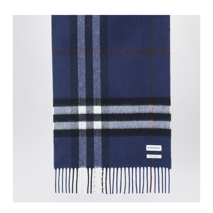 Blue Cashmere Scarf With A Checked Pattern - Image 2