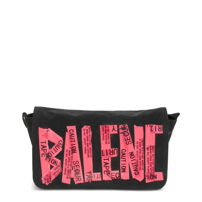 Tape Type Flap Messenger Bag Small in Black/red - Image 1