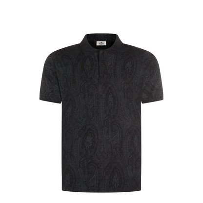 Men's Pattern Polo Shirt Blue - Image 1