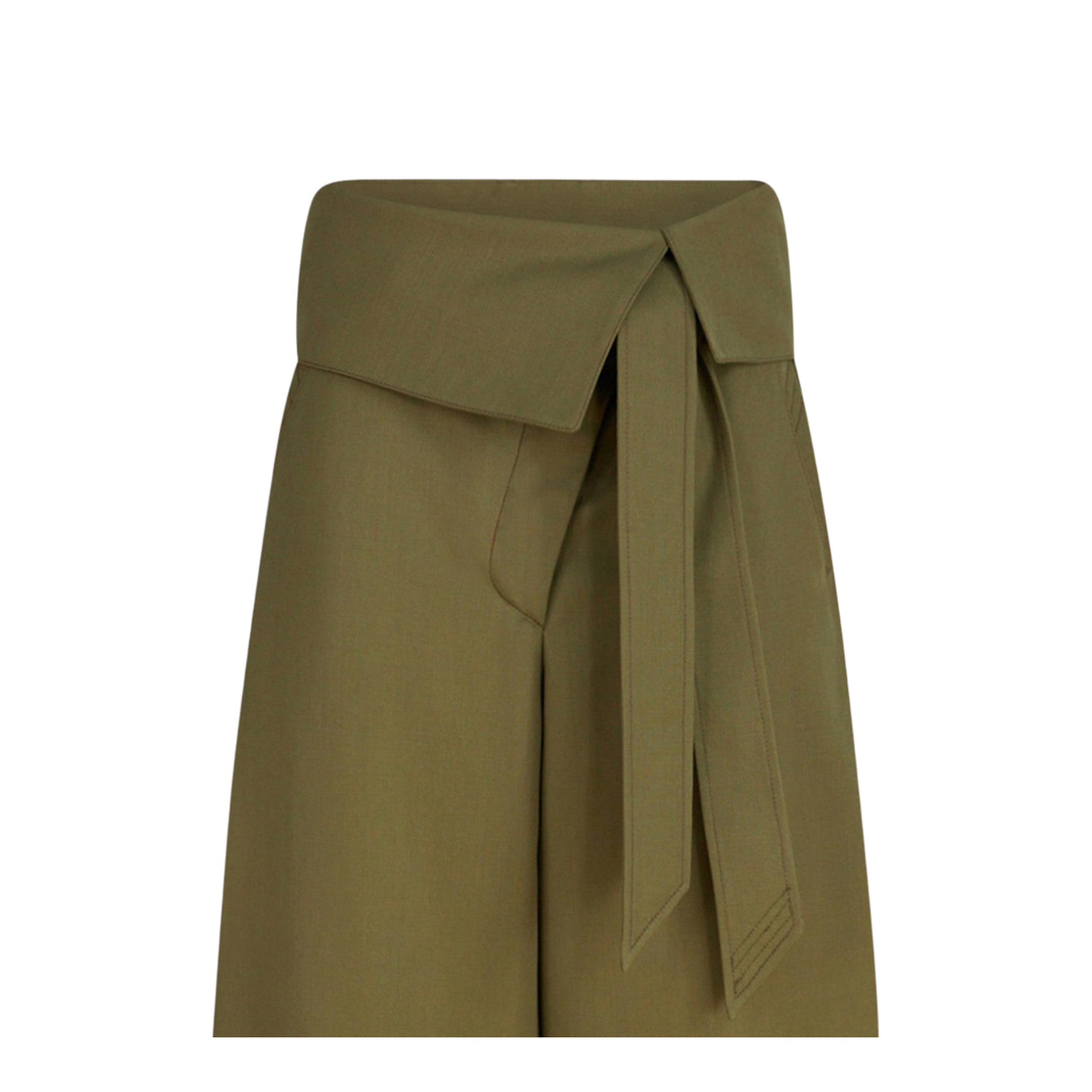 Military Green Wool Gabardine Trousers - Image 2