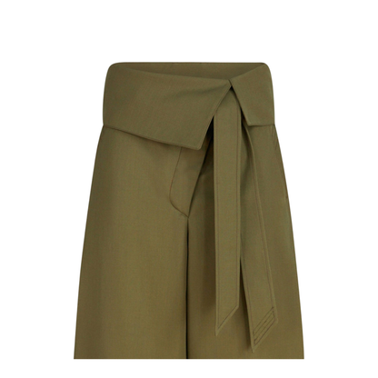 Military Green Wool Gabardine Trousers - Image 2