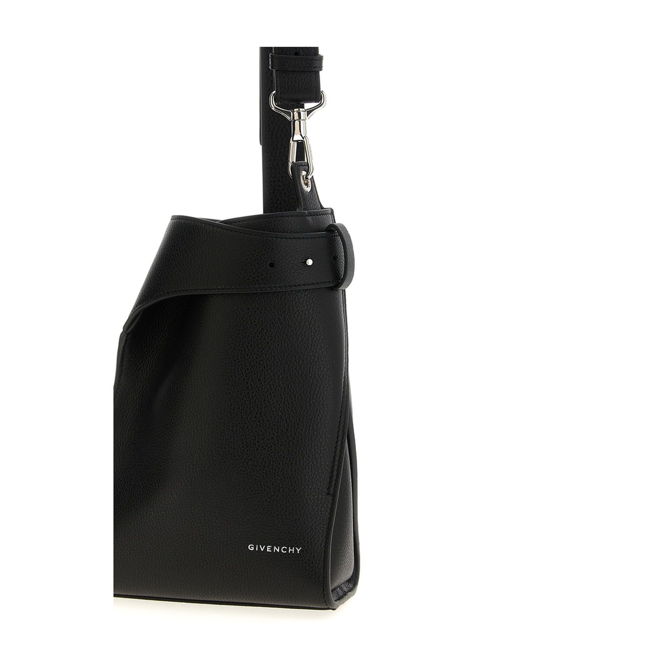 Small Belted Hobo Bag in Grained Leather - Image 4